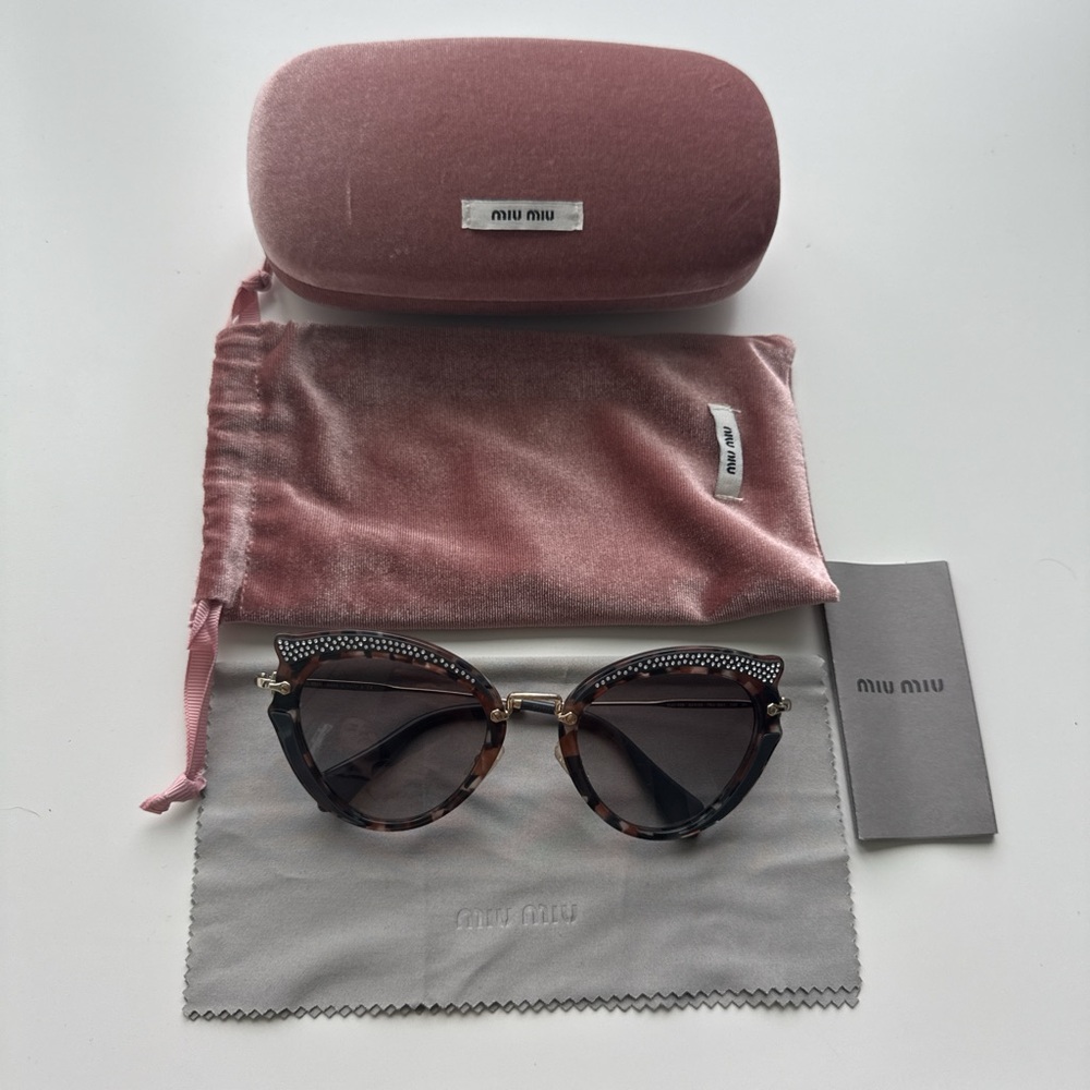 Miu Miu Rhinestone Embellished Cateye Sunglasses
